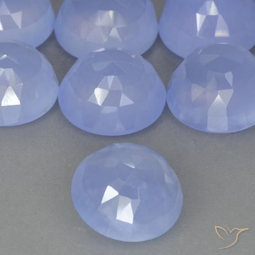 Calcedonia Azul púrpura natural de 4.60 ct, Redondo, Translúcido
