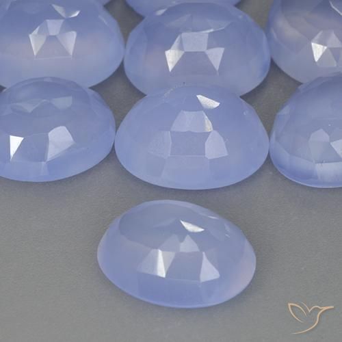 4.43ct Natural Azul púrpura Calcedonia, Ovalada, Translúcido