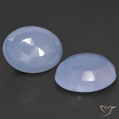 Gemas de Calcedonia Azul púrpura natural de 17.54 ct, Corte Óvalo, Translúcido