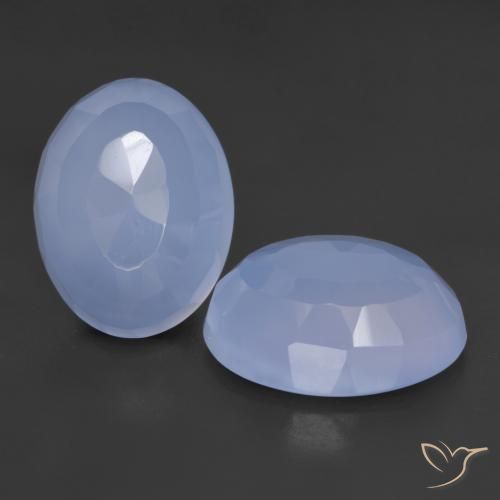 Gemas de Calcedonia Azul púrpura natural de 17.54 ct, Corte Óvalo, Translúcido