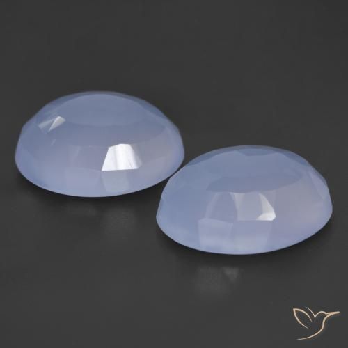 Gemas de Calcedonia Azul púrpura natural de 17.54 ct, Corte Óvalo, Translúcido