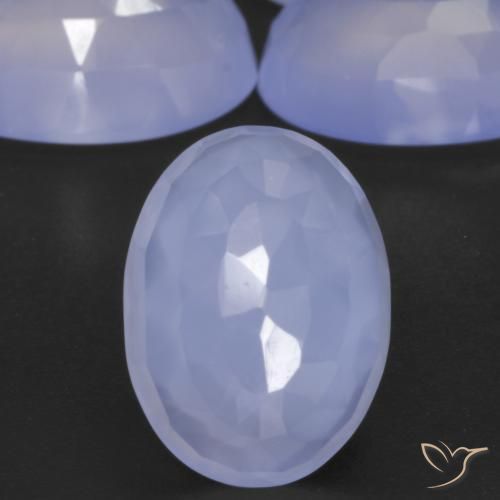 Calcedonia Azul púrpura natural de 5.57 ct, Ovalada, Translúcido