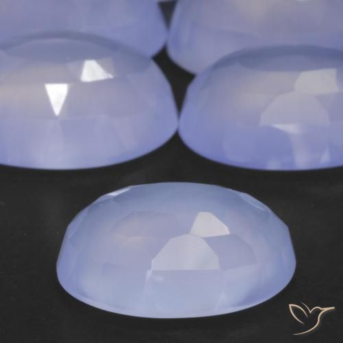 Calcedonia Azul púrpura natural de 5.57 ct, Ovalada, Translúcido