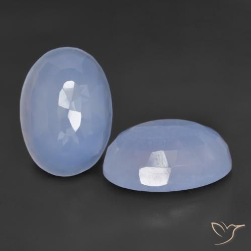 Gemas de Calcedonia Azul púrpura natural de 11.14 ct, Ovalada, Translúcido