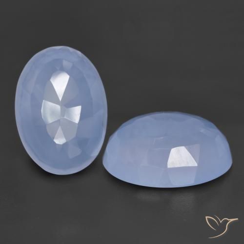 Gemas de Calcedonia Azul púrpura natural de 11.62 ct, Ovalada, Translúcido