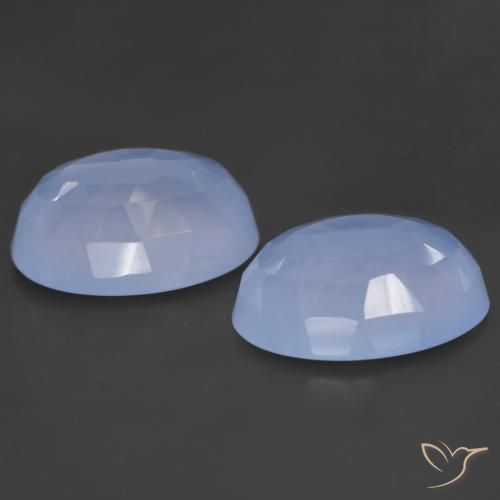 Gemas de Calcedonia Azul púrpura natural de 11.62 ct, Ovalada, Translúcido