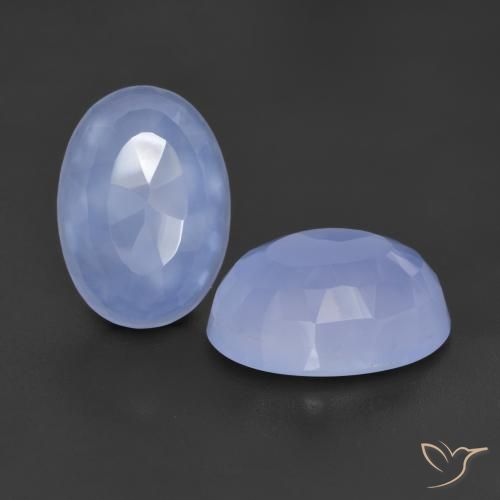 Gemas de Calcedonia Azul púrpura natural de 12.02 ct, Ovalada, Translúcido