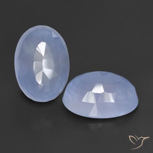 Gemas de Calcedonia Azul púrpura natural de 11.46 ct, Ovalada, Translúcido