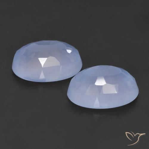 Gemas de Calcedonia Azul púrpura natural de 11.46 ct, Ovalada, Translúcido
