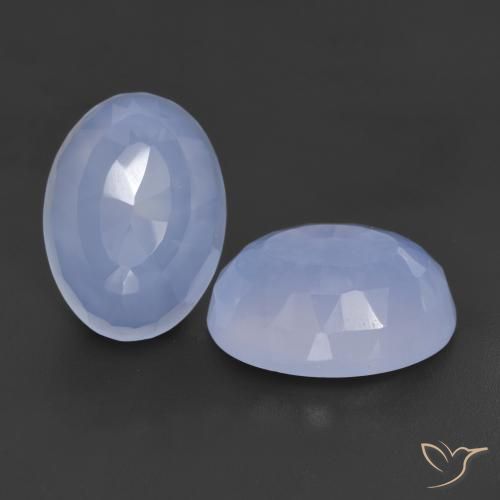 Gemas de Calcedonia Azul púrpura natural de 12.45 ct, Ovalada, Translúcido