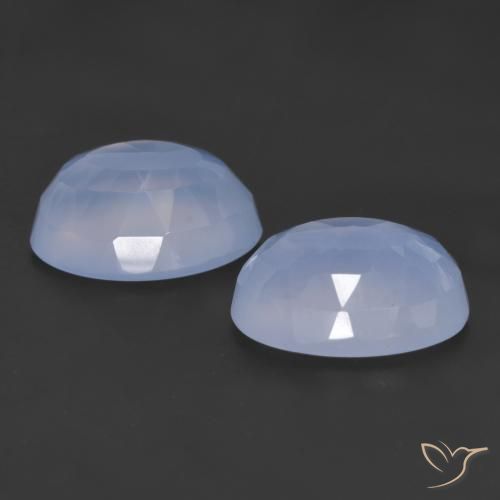 Gemas de Calcedonia Azul púrpura natural de 12.45 ct, Ovalada, Translúcido