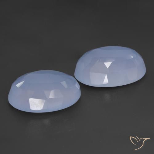 Gemas de Calcedonia Azul púrpura natural de 11.07 ct, Ovalada, Translúcido