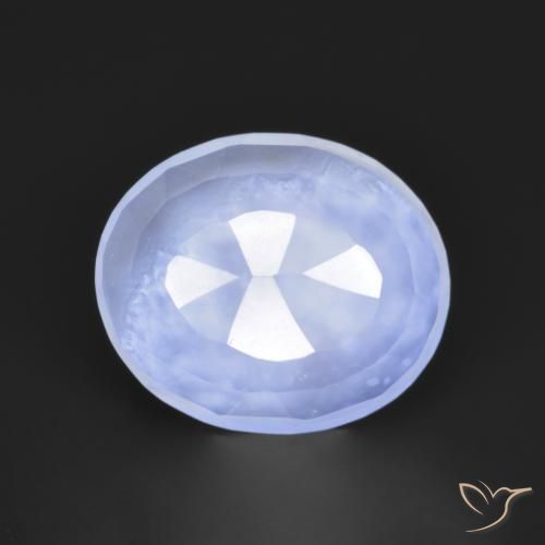 Calcedonia Azul púrpura claro natural de 2.81 ct, Ovalada, Translúcido