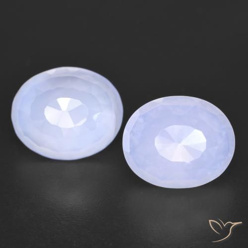7.44ctw Natural Azul claro Calcedonia, Ovalada, Transparente