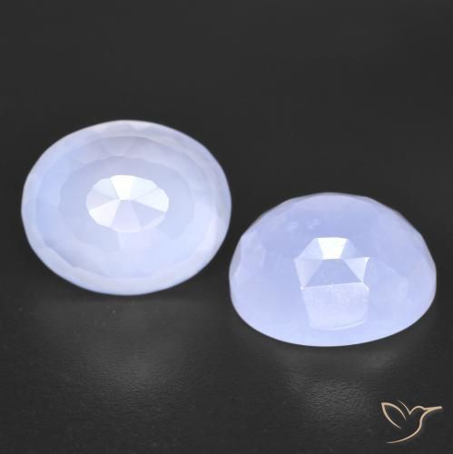 Gemas de Calcedonia Azul claro natural de 7.44 ct, Corte Óvalo, Transparente