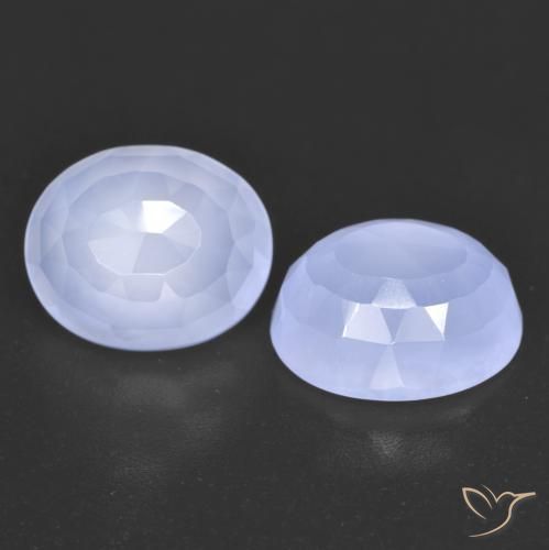 Gemas de Calcedonia Azul claro natural de 7.06 ct, Ovalada, Transparente
