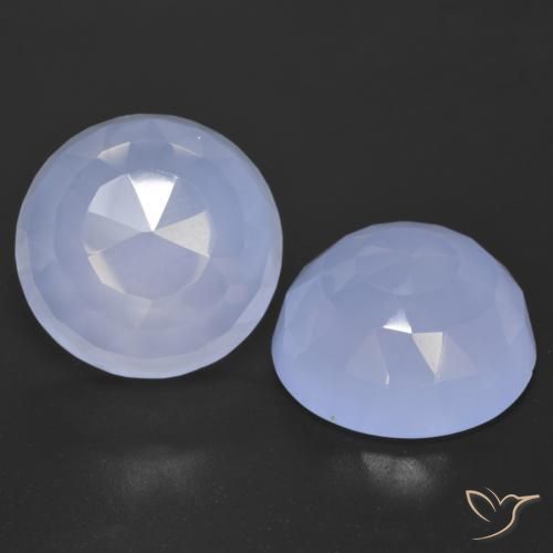 Gemas de Calcedonia Azul púrpura claro natural de 15.55 ct, Redondo, Transparente
