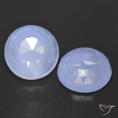 Gemas de Calcedonia Azul púrpura claro natural de 13.04 ct, Redondo, Transparente