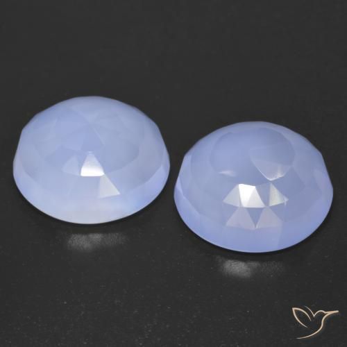 Gemas de Calcedonia Azul púrpura claro natural de 13.04 ct, Redondo, Transparente