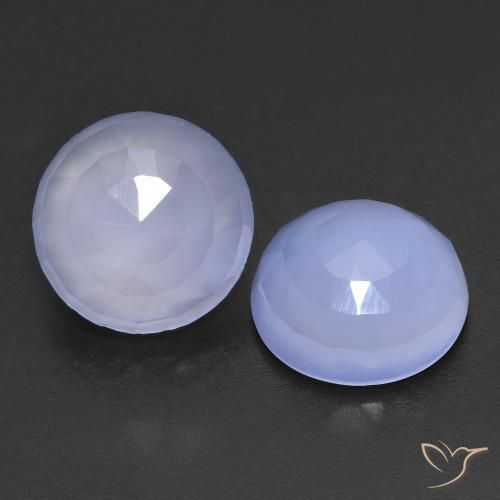 Gemas de Calcedonia Azul violeta natural de 13.20 ct, Redondo, Translúcido