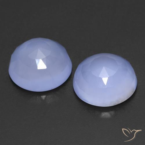 Gemas de Calcedonia Azul violeta natural de 13.20 ct, Redondo, Translúcido