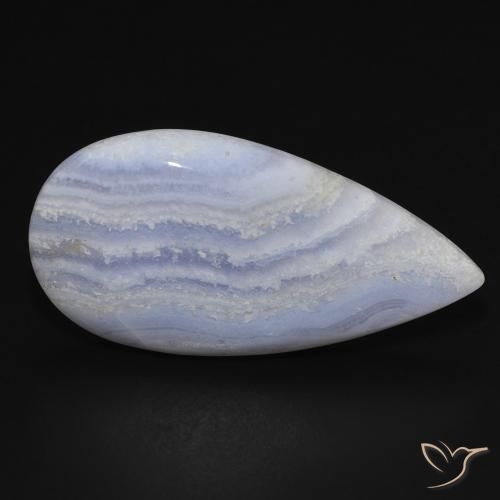 Calcedonia Azul violeta natural de 19.41 ct, En forma de pera, Opaco