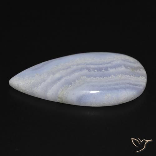 Calcedonia Azul violeta natural de 19.41 ct, En forma de pera, Opaco