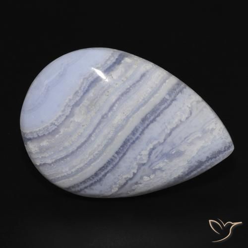 Calcedonia Azul cielo claro natural de 19.83 ct, En forma de pera, Opaco
