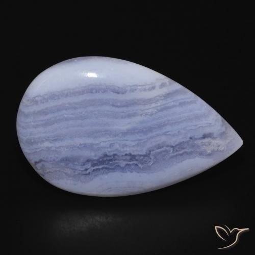 Calcedonia Azul violeta natural de 17.03 ct, En forma de pera, Opaco