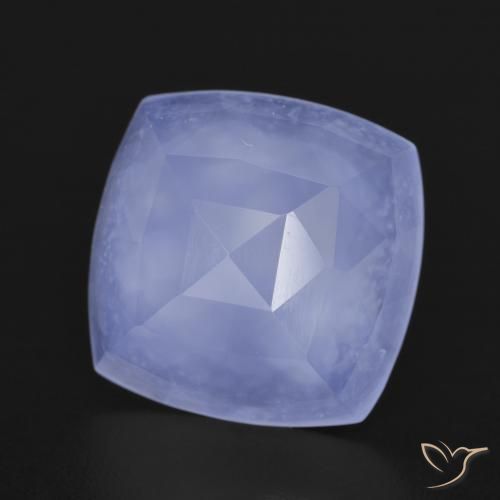 Calcedonia Azul púrpura natural de 6.40 ct, Forma Cojín, Translúcido