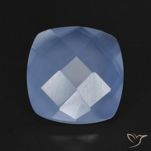 5.21ct Natural Azul púrpura Calcedonia, Forma Cojín, Translúcido