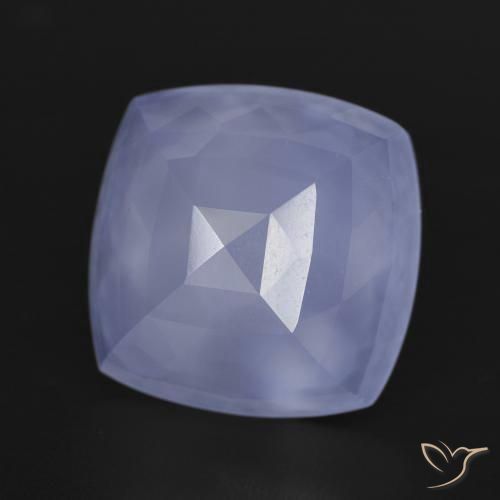 Calcedonia Violeta azulado natural de 6.84 ct, Forma Cojín, Translúcido