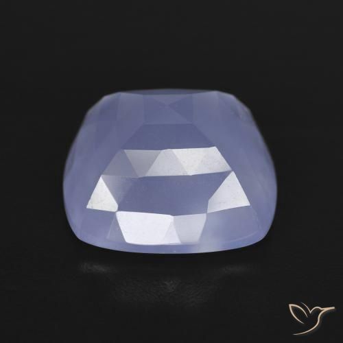Calcedonia Violeta azulado natural de 6.84 ct, Forma Cojín, Translúcido
