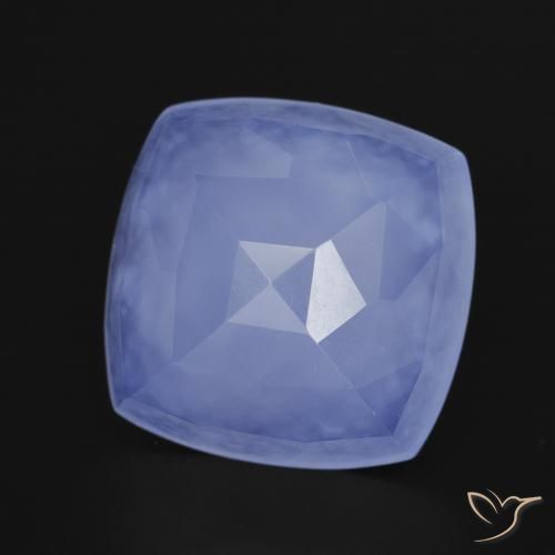 Calcedonia Azul púrpura claro natural de 5.91 ct, Forma Cojín, Translúcido