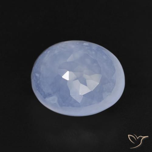 Calcedonia Azul púrpura claro natural de 2.88 ct, Ovalada, Transparente
