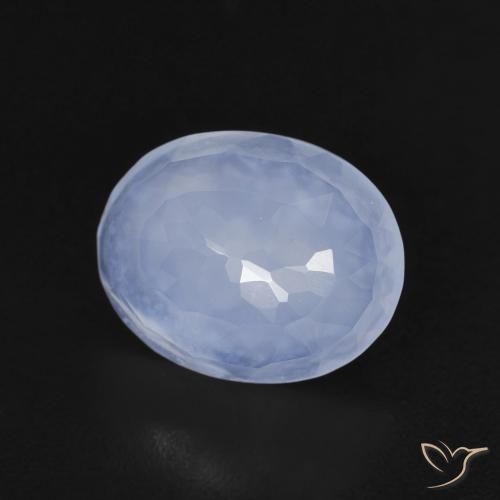 Calcedonia Azul púrpura claro natural de 2.30 ct, Ovalada, Transparente