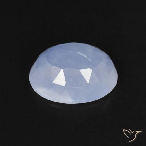 Calcedonia Azul púrpura claro natural de 2.30 ct, Ovalada, Transparente