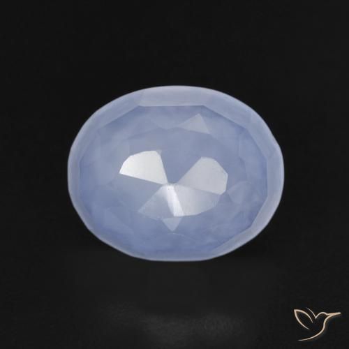 3.82ct Natural Azul púrpura Calcedonia, Ovalada, Transparente