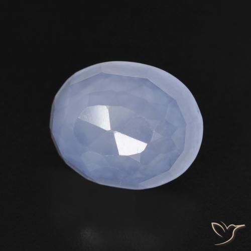 Calcedonia Azul púrpura natural de 3.82 ct, Ovalada, Transparente