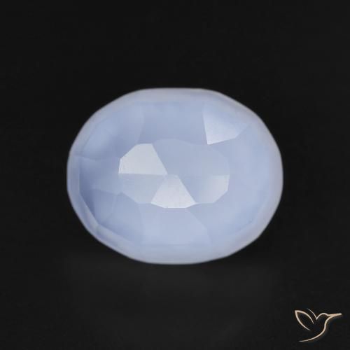 3.42ct Natural Azul púrpura Calcedonia, Ovalada, Transparente