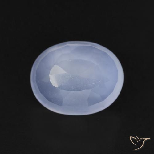 2.74ct Natural Azul púrpura Calcedonia, Ovalada, Transparente