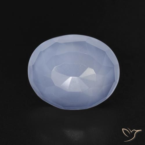 3.62ct Natural Azul púrpura Calcedonia, Ovalada, Transparente