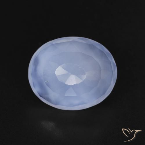 3.18ct Natural Azul púrpura Calcedonia, Ovalada, Transparente
