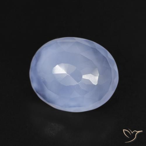 Calcedonia Azul púrpura natural de 3.18 ct, Ovalada, Transparente