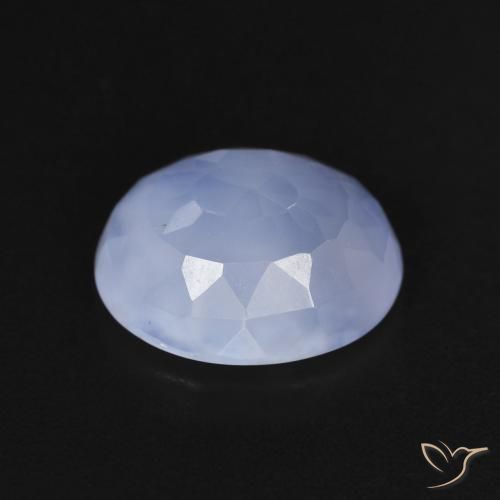 Calcedonia Azul púrpura natural de 3.18 ct, Ovalada, Transparente