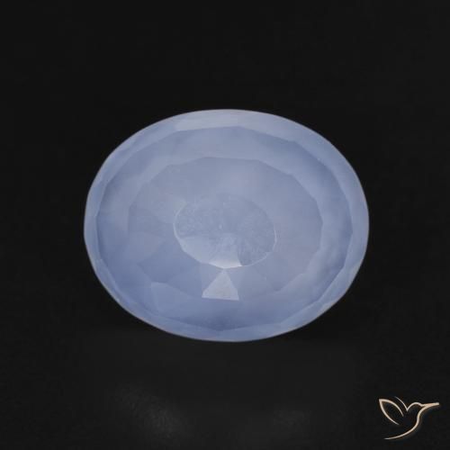 3.65ct Natural Azul púrpura Calcedonia, Ovalada, Transparente