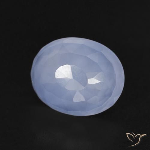 Calcedonia Azul púrpura natural de 3.65 ct, Ovalada, Transparente