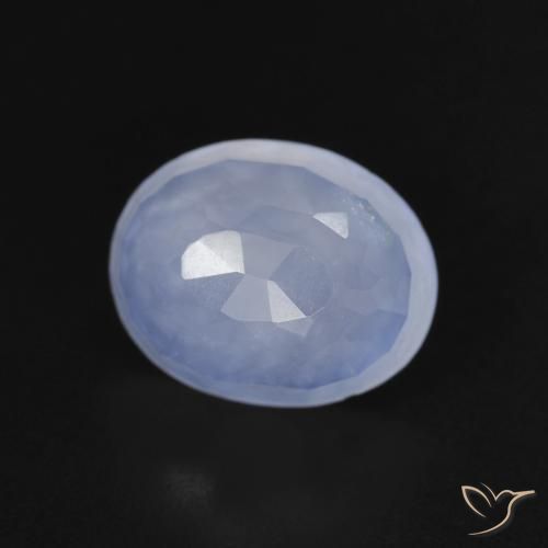 Calcedonia Azul púrpura natural de 2.84 ct, Ovalada, Transparente