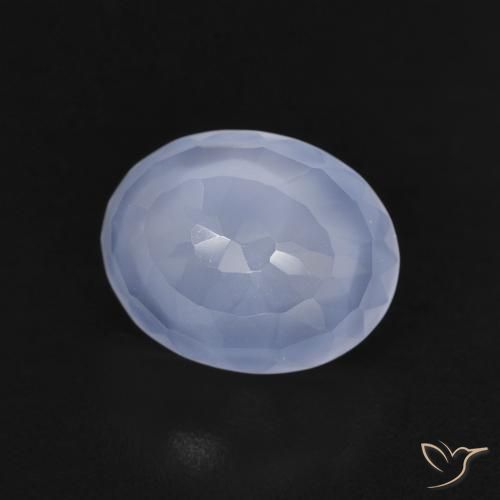 Calcedonia Azul púrpura natural de 2.50 ct, Ovalada, Transparente