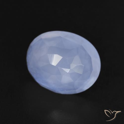Calcedonia Azul púrpura natural de 2.67 ct, Ovalada, Transparente